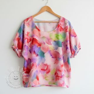 Viskosestoff SATIN Ambre pink digital print