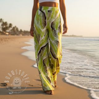 Viskosestoff SATIN Chloe green digital print