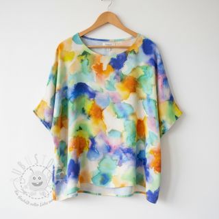 Viskosestoff SATIN Ambre blue digital print