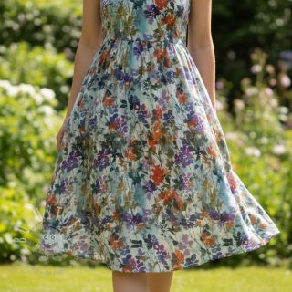 Viskosestoff SATIN Flowie Kin off white digital print