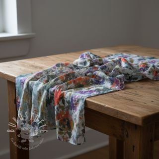 Viskosestoff SATIN Flowie Kin off white digital print