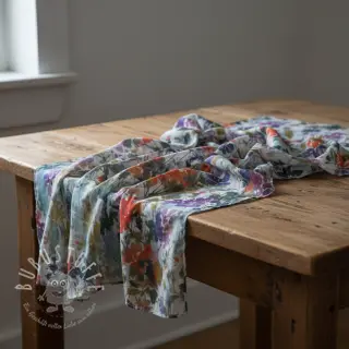 Viskosestoff SATIN Flowie Kin off white digital print