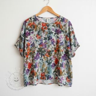 Viskosestoff SATIN Flowie Kin off white digital print