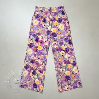 Viskosestoff SATIN Lavender flowers digital print