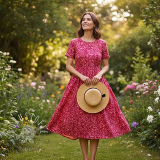 Viskosestoff RADIANCE Moana dark red digital print