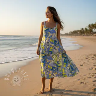 Viskosestoff RADIANCE Abstract paisley blue digital print