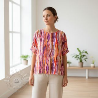 Viskosestoff RADIANCE Abstract stripes pink digital print