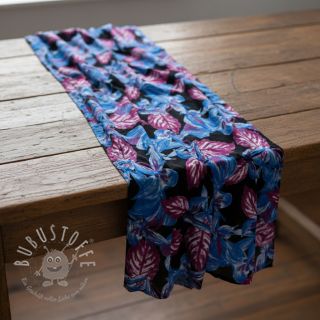 Viskosestoff RADIANCE Anabella leaves black digital print