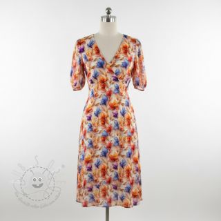 Viskosestoff RAYON POPLIN Leafs design D digital print