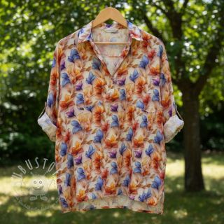 Viskosestoff RAYON POPLIN Leafs design D digital print
