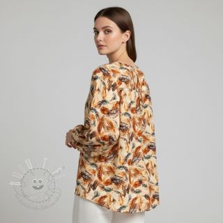 Viskosestoff RAYON POPLIN Feathers design C digital print