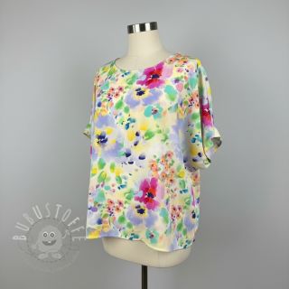 Viskosestoff STRETCH Watercolour flowers design B digital print