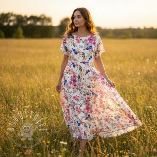 Viskosestoff LUREX Tossed flowers white digital print