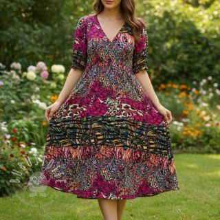 Viskosestoff Dimulti red digital print