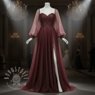 Feintüll ROYAL SPARKLE aubergine gold