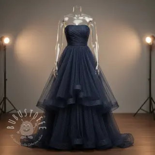 Feintüll ROYAL SPARKLE navy silver