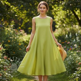 Leinen mit Baumwolle Fishbone bright green