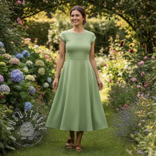 Leinen mit Baumwolle Fishbone lime