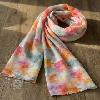 Leinen mit Baumwolle Abstract flowers RAMIE orange digital print