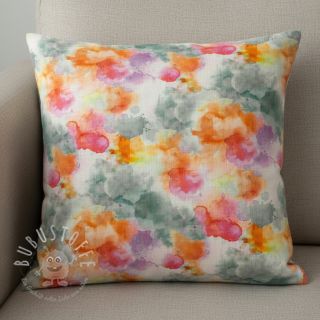 Leinen mit Baumwolle Abstract flowers RAMIE orange digital print