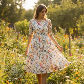 Leinen mit Baumwolle Pretty florals deisgn A digital print