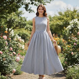 Leinen mit Baumwolle Lira big stripe jeans