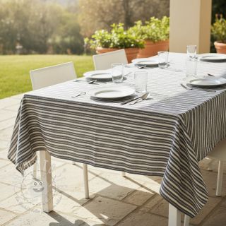 Leinen mit Baumwolle Lira big stripe black