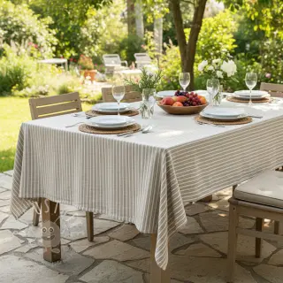 Leinen mit Baumwolle Lira big stripe beige