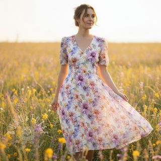 Leinen mit Baumwolle Peony roses RAMIE light pink digital print