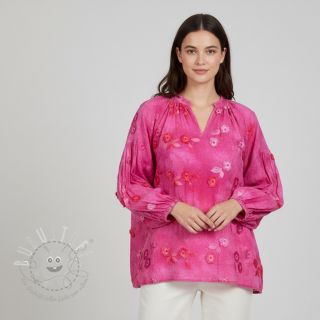 Baumwollstoff TIE DYE EMBROIDERY Poppy design U