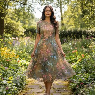 Baumwollstoff TIE DYE EMBROIDERY Poppy design N