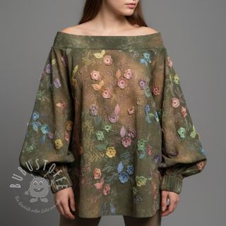 Baumwollstoff TIE DYE EMBROIDERY Poppy design N