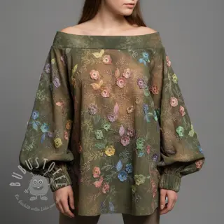 Baumwollstoff TIE DYE EMBROIDERY Poppy design N