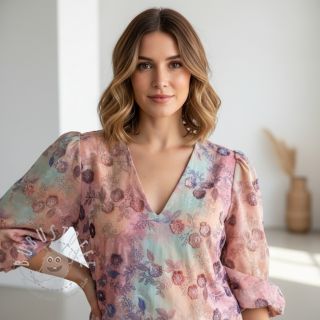 Baumwollstoff TIE DYE EMBROIDERY Poppy design R