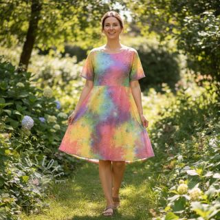 Baumwollstoff EMBROIDERY Tie dye Della design A