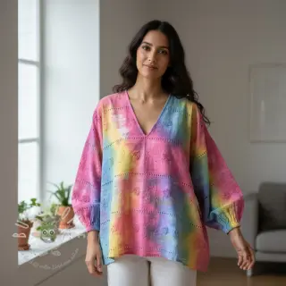 Baumwollstoff EMBROIDERY Tie dye Della design B
