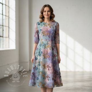 Baumwollstoff TIE DYE EMBROIDERY Poppy design C