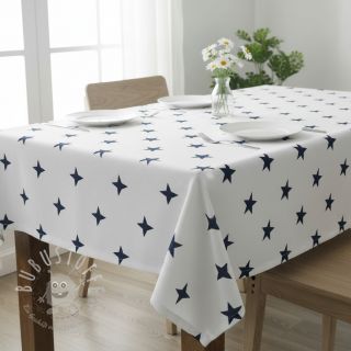 Baumwollstoff Stars white/navy