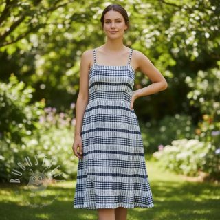 Baumwollstoff YARN DYED Stripe navy