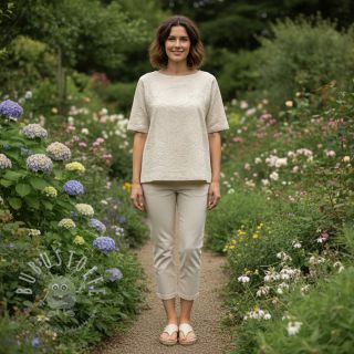 Baumwollstoff EMBROIDERY GABARDINE Luana natural