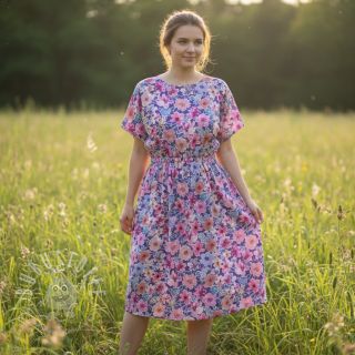 Baumwollstoff Significant flowers purple digital print