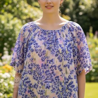 Baumwollstoff SATIN Purple flowers digital print