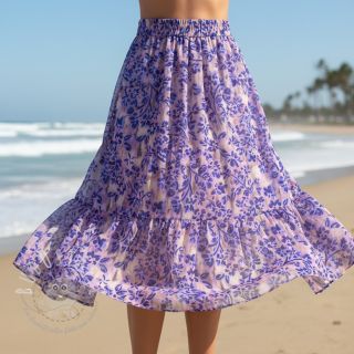 Baumwollstoff SATIN Purple flowers digital print