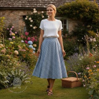 Baumwollstoff Check blue