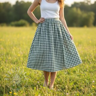 Baumwollstoff Check dark green