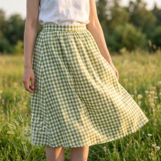 Baumwollstoff Check old lime