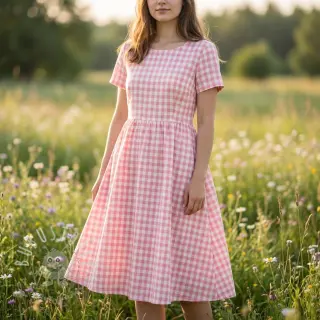 Baumwollstoff Check rosa