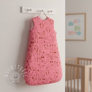 Baumwollstoff FLANNEL Dogs pink