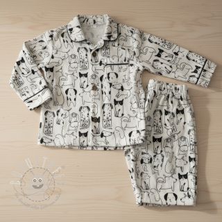 Baumwollstoff FLANNEL Dogs off white