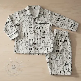 Baumwollstoff FLANNEL Dogs off white